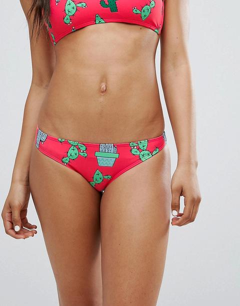 Braguitas De Bikini Con Estampado De Cactus De Boohoo