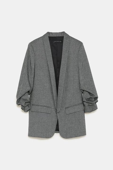 Blazer With Pleated Sleeves