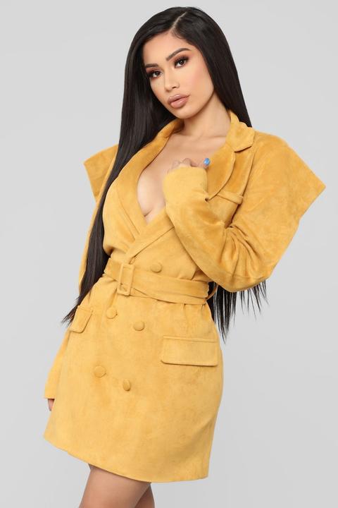 Bold Statement Blazer Mini Dress - Mustard