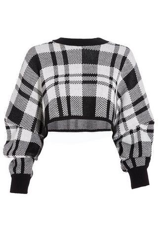 Black And White Check Crop Jumper