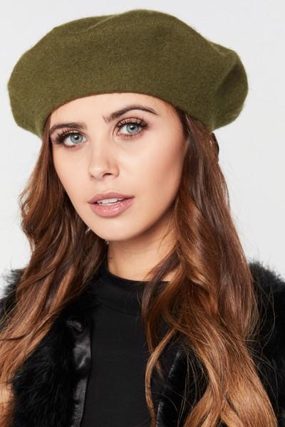 Eden Khaki Cross Ribbon Beret Hat