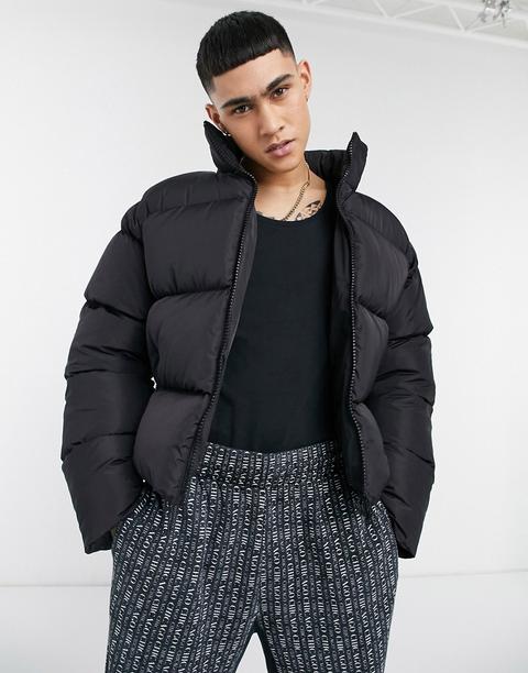 Chaqueta De Plumas Negra De Tejido Reciclado De Asos Design-negro