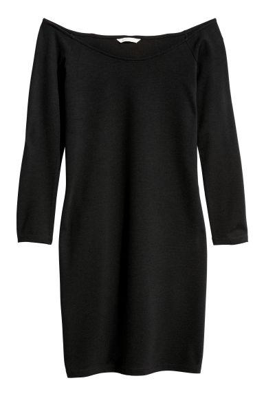 H & M - Vestido Hombro Descubierto - Negro