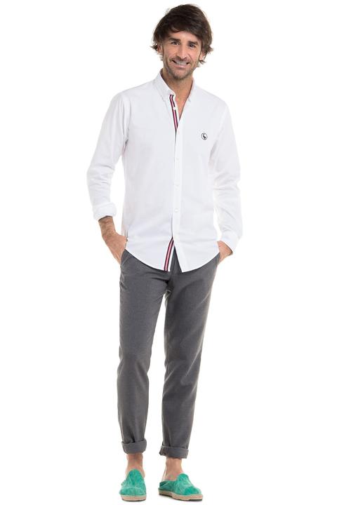 Camisa Cuello Botón Clásica Liso Blanco Naxos