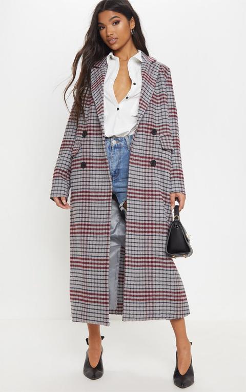 Grey Check Maxi Coat