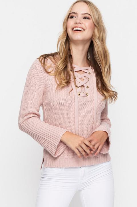 Pullover Rosa Con Intrecci