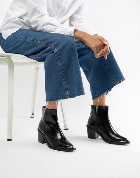 Asos Design - Razer - Stivaletti Western In Pelle - Nero