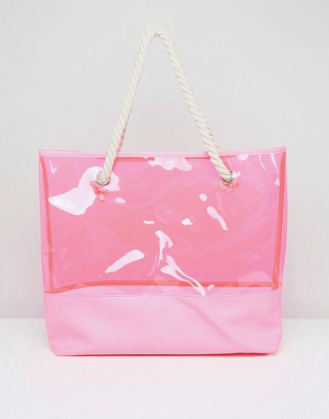 South Beach Pink Transparent Beach Bag