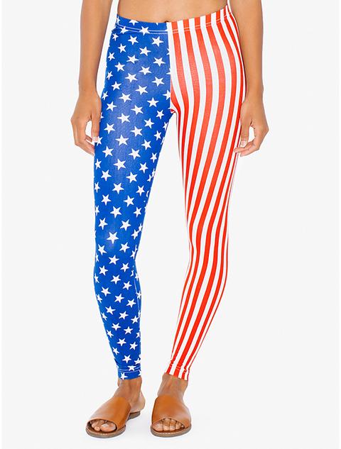 Us Flag Cotton Spandex Jersey Legging