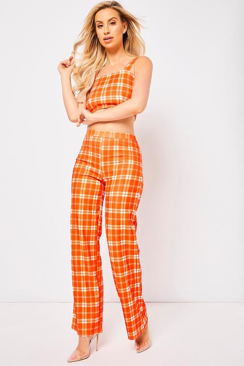 Ferne Mccann Orange Checked Two Piece Set