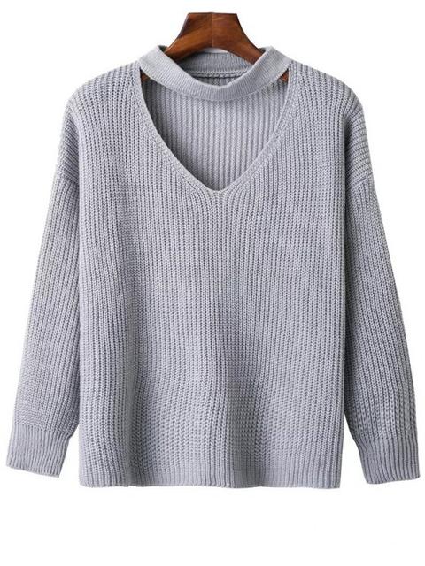 Oversized Drop Shoulder Choker Sweater