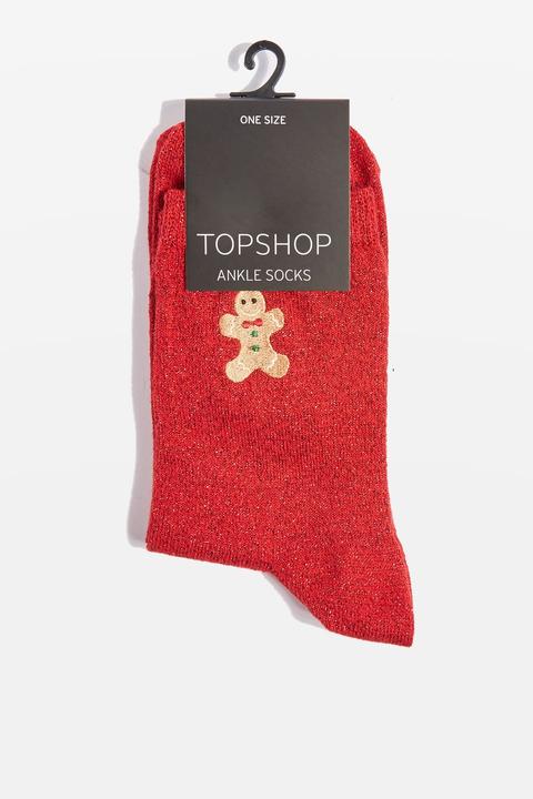 Christmas Glitter Gingerbread Socks