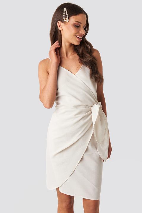 Strap Overlap Mini Dress Beige