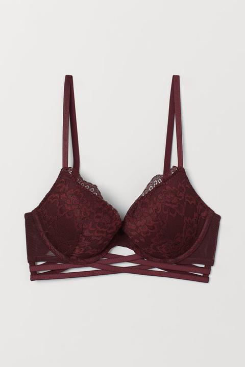 Sujetador Push-up De Encaje - Rojo