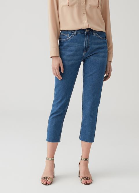 Jeans Straight Fit Cropped Cinque Tasche