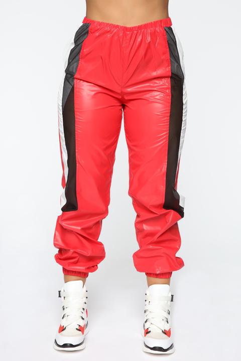 red windbreaker joggers