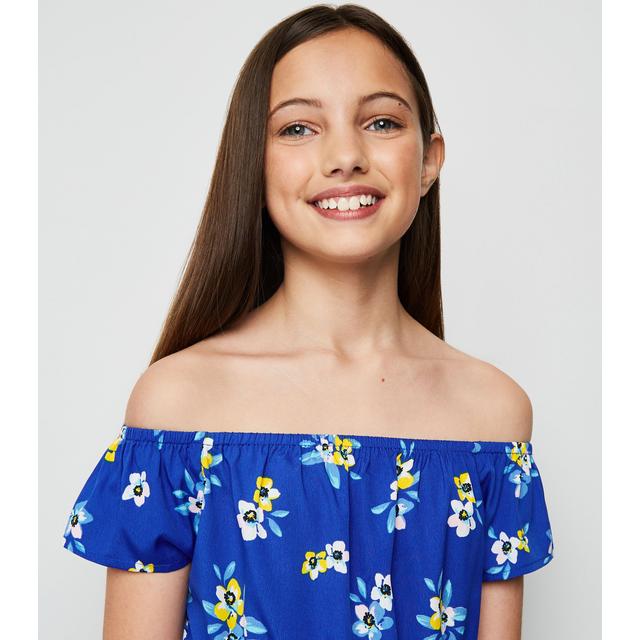 new look blue floral playsuit