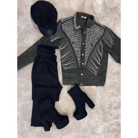 Chaqueta Vaquera Flecos Verde