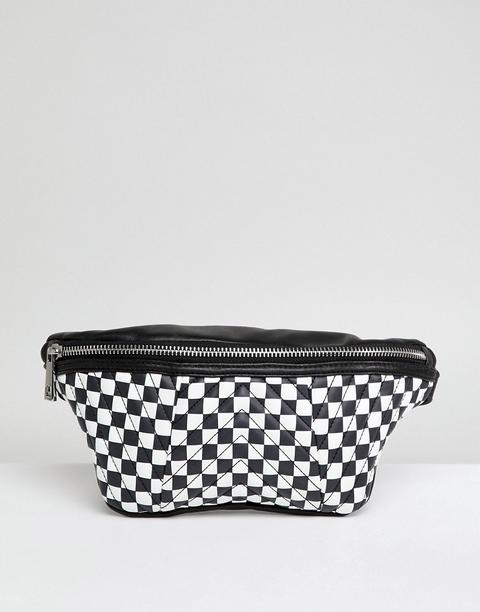 Asos Quilted Bum Bag In Checkerboard Print - Black And White