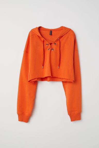H & M - Pull À Capuche Avec Laçage - Orange