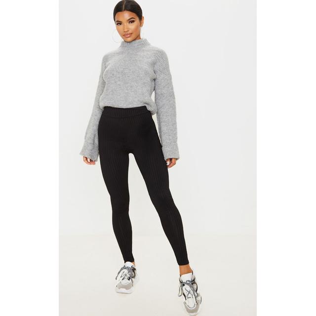 Harlie Black Ribbed High Waisted Leggings