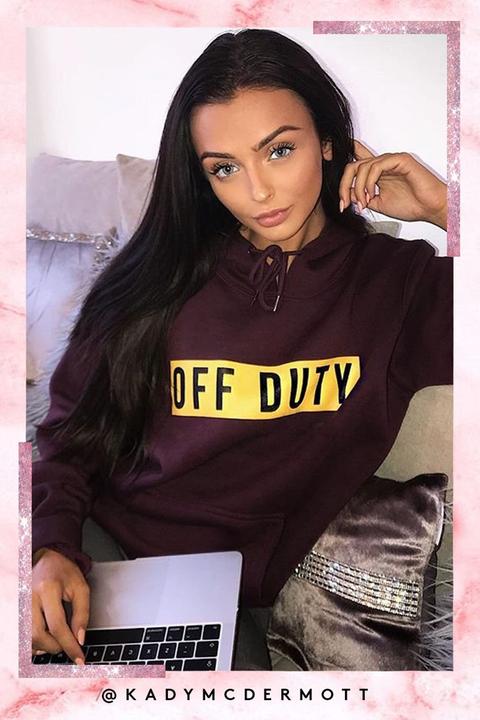 Sami Purple Off Duty Slogan Print Hoodie