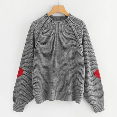 Maglione A Manica Raglan Con Inserto Cuore