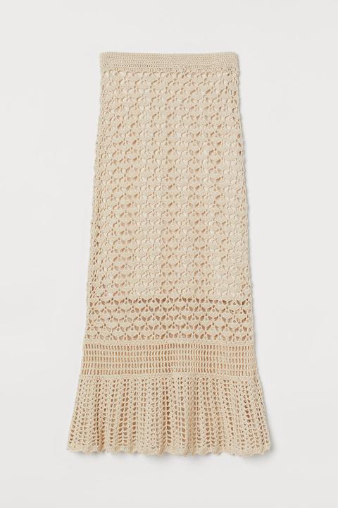 Crocheted Skirt - Beige