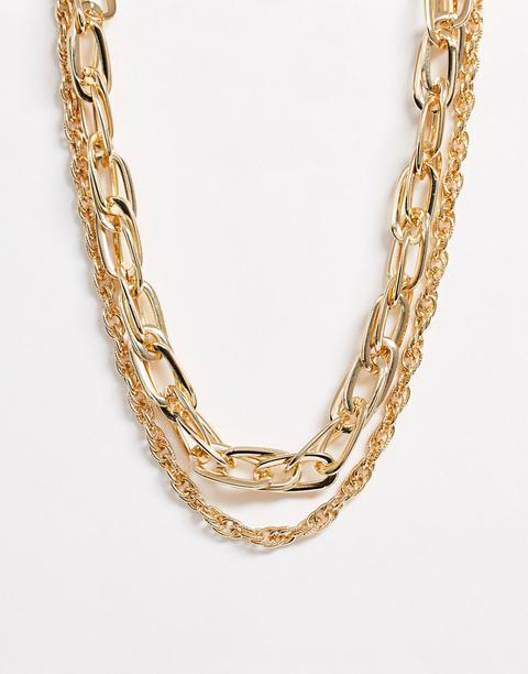 Pieces - Collier À Chaîne Épaisse Multi-rangs-doré
