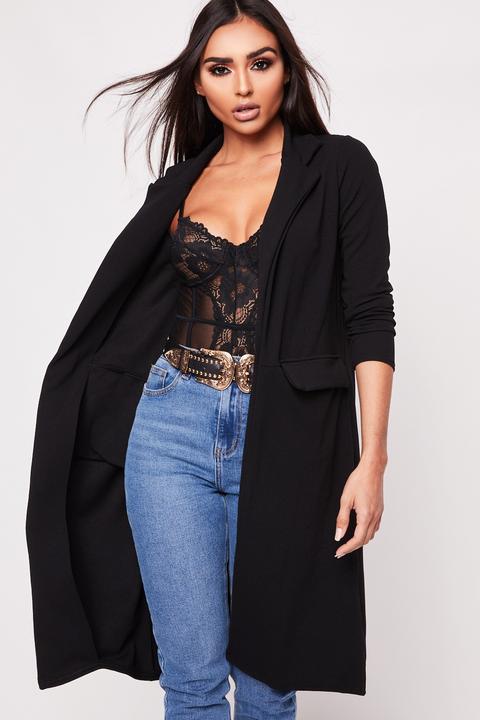 Monica Black Longline Jacket