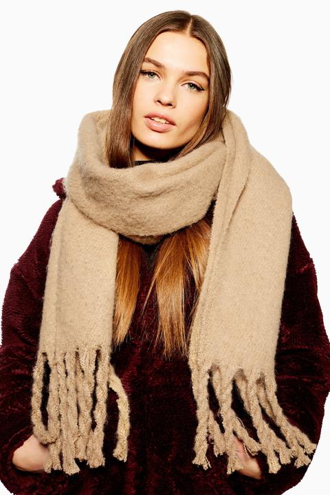 Womens Heavy Brushed Scarf - Camel, Camel