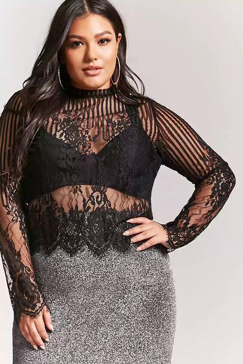 sheer lace top plus size