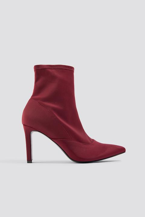 Rectangular Heel Satin Boots Rot