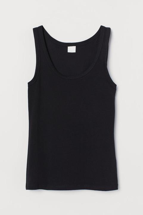 Cotton Vest Top - Black