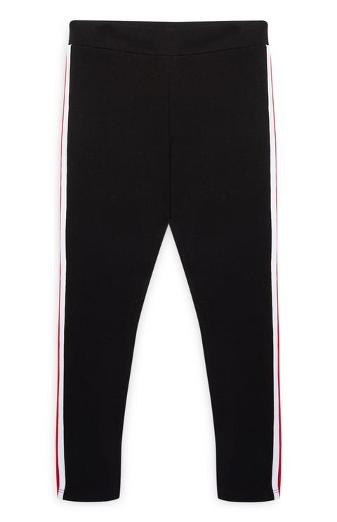 Older Girl Black Side Stripe Legging