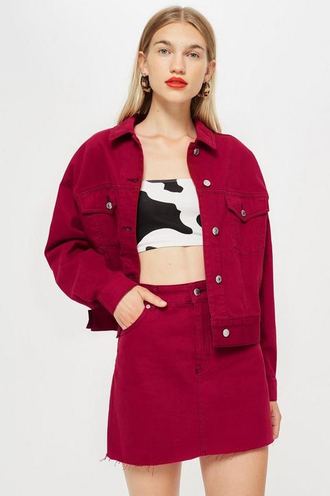 Cherry Red Denim Jacket