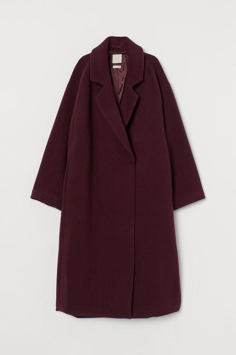 H & M - Cappotto Al Ginocchio In Lana - Rosso