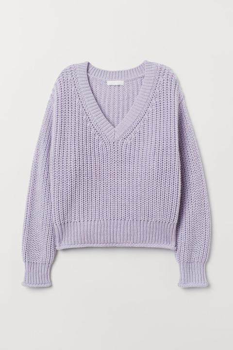 H & M - Pullover In Maglia - Viola