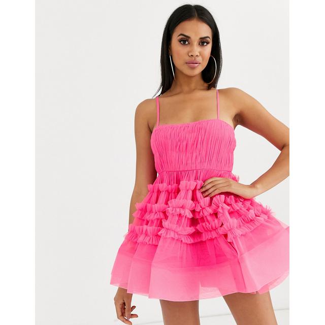 pink tulle mini dress