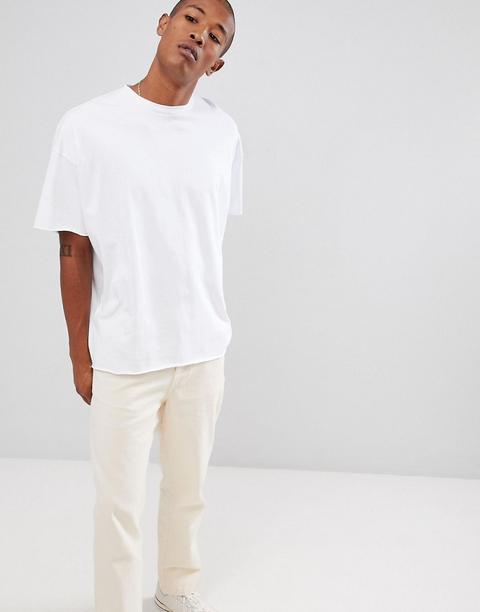 Asos Design Heavyweight Oversized T-shirt With Raw Edge In White