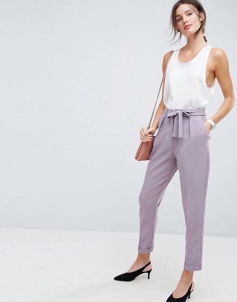Pantalones De Pinzas Con Cinturón Obi De Asos