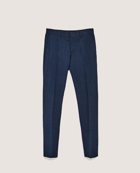 Pantaloni Lana Blu Navy