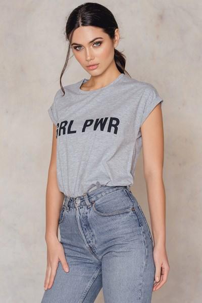 Josefin Ekström For Na-kd Grl Pwr T-shirt - Grey