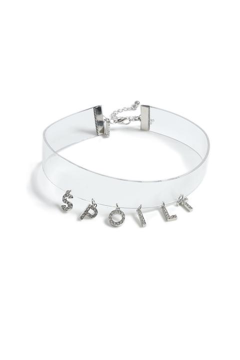 Womens **'spoilt' Drop Choker Necklace - Clear, Clear