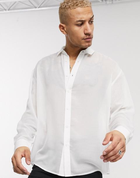 Asos Design Sheer Oversized 90s Shirt In White