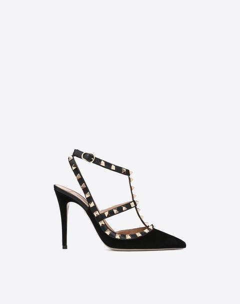 Décolleté Rockstud Scamosciata Con Cinturini 100mm