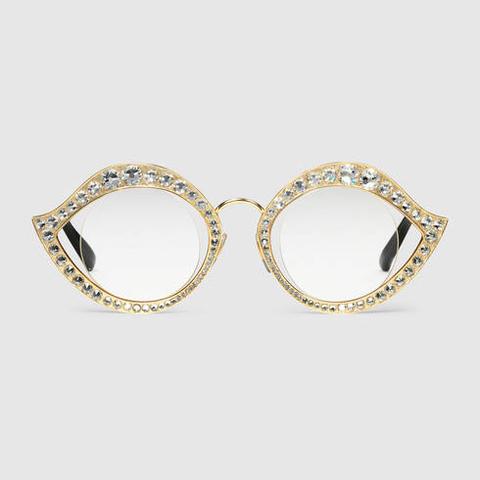 Cat Eye Metal Glasses With Crystals