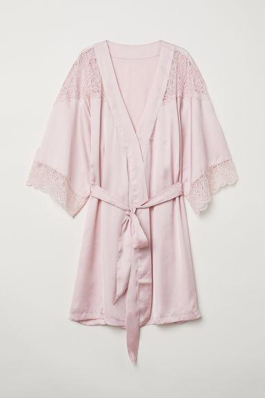 H & M - Kimono In Satin - Rosa