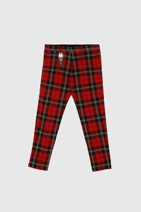 zara red check trousers