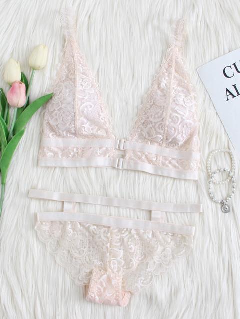 Set Di Lingerie In Pizzo Con Dettagli A Gabbia